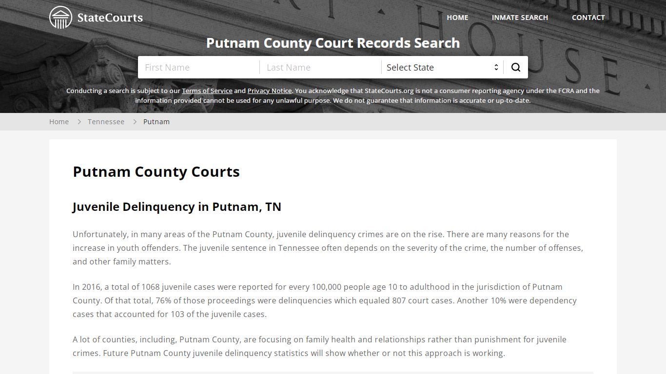 Putnam County, TN Courts - Records & Cases - StateCourts